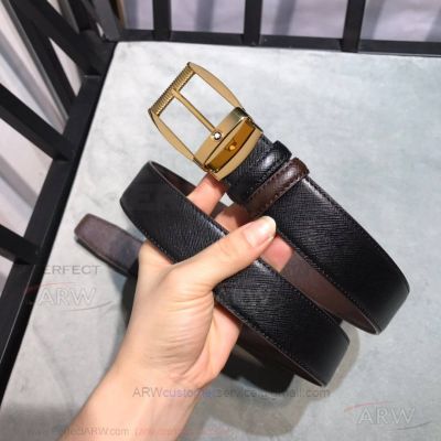AAA Reversible Montblanc Belt Replica Online - Brown And Black Leather
